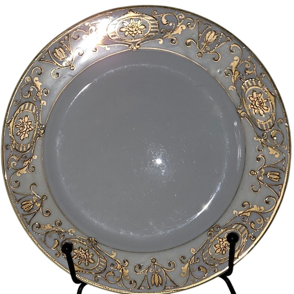 Vintage Noritake Japan White Gold Floral Scroll Porcelain Decorative Plate